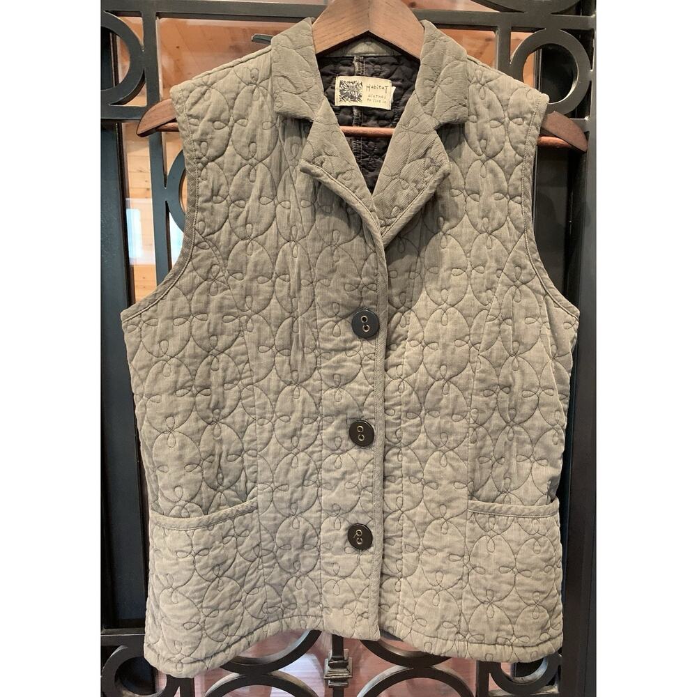 Habitat Micro Corduroy Quilted Vest Jacket Women's Size M Gray USA - Picture 4 of 8